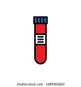 Blood Test Tube Line Icon, Vector Illustration