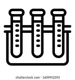 Blood test tubes stand icon. Outline blood test tubes stand vector icon for web design isolated on white background