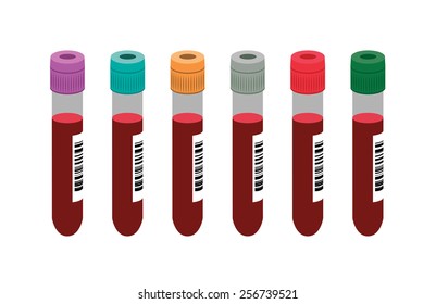 Blood test tubes various colored tops, vector image
