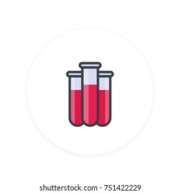 Blood In Test Tubes Vector Icon