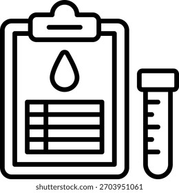 Projeto vetorial de exame de sangue em estilo moderno, diagnóstico de HIV e conceito de exame médico, ilustração de saúde. Ícone de Linha