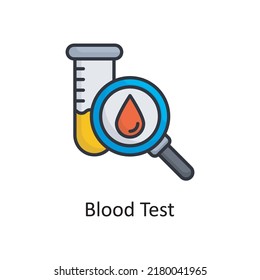 Blutest Vektor ausgefüllt Outline Icon Design Illustration. Medizinisches Symbol auf weißem Hintergrund EPS10-Datei