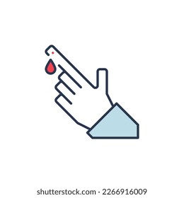 Blood Test vector Finger and Red Drop concept colored icon or logo element