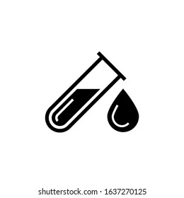 Blood test vector icon in black flat design icon, isolated on white background