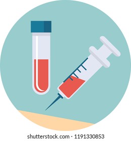 Blood Test Vector Icon In Flat Style.