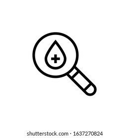 Blood test vector icon in linear, outline style, isolated on white background