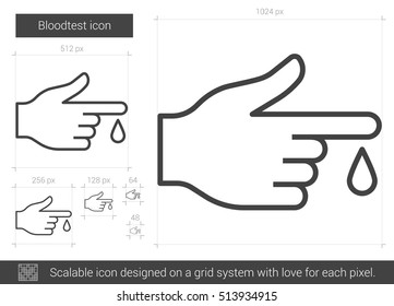 Blood test vector line icon isolated on white background. Blood test line icon for infographic, website or app. Scalable icon designed on a grid system.