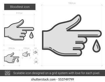 Blood test vector line icon isolated on white background. Blood test line icon for infographic, website or app. Scalable icon designed on a grid system.