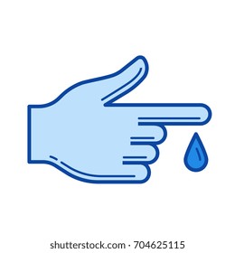 Icono de línea vectorial de prueba de sangre aislado en fondo blanco. Icono de línea de prueba de sangre para infografía, sitio web o aplicación. Icono azul diseñado en un sistema de cuadrícula.
