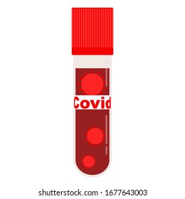 Bluttest und Virusmolekül Coronavirus covid 19 . Flachbild-Vektorillustration