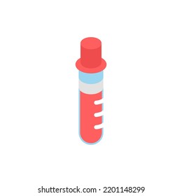 Blood tests isometric icon. Blood in a test tube