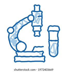 blood tests under microscope sketch icon vector. Hand drawn blue doodle line art blood tests under microscope sign. isolated symbol illustration