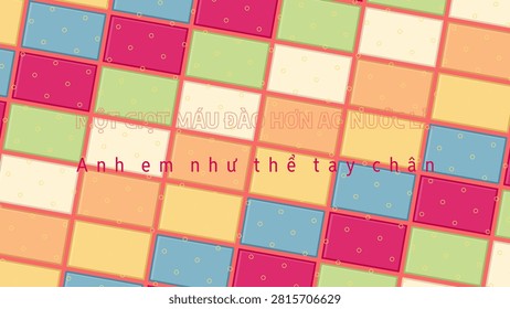BLOOD IS THICKER THAN WATER expressed in Vietnamese isolated display type artwork with palette glow shadow