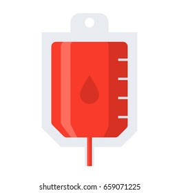 Blood transfusion concept with blood bag, vector illustration in flat style