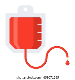 Blood transfusion concept with blood bag, vector illustration in flat style