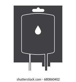 Blood transfusion concept with blood bag, vector silhouette