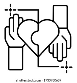 Blood transfusion, hands icon vector