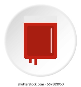 Blood transfusion icon in flat circle isolated on white vector illustration for web