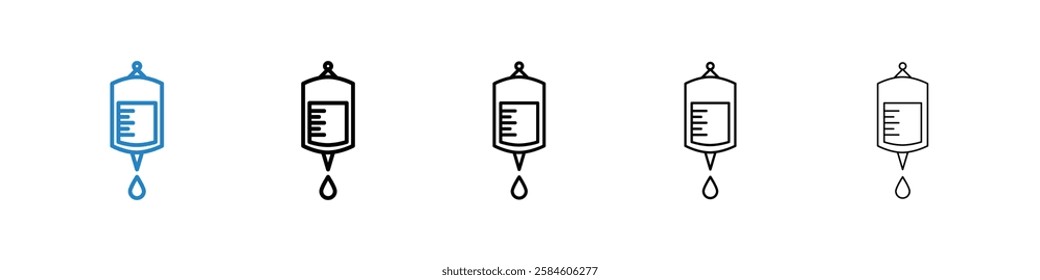 Blood transfusion icons in five different stroke sizes