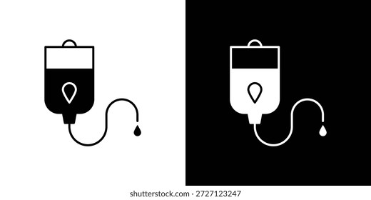 Ícones de transfusão de sangue conceito de vetor plano. Ilustrações em preto e branco
