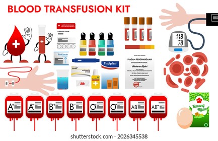 Kit de transfusión de sangre adecuado para la ilustración de la cruz roja