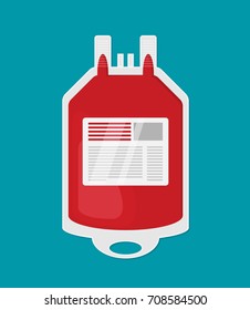Blood transfusion plastic bag flat icon