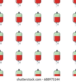 Blood transfusion seamless pattern in cartoon style isolated on white background vector illustration