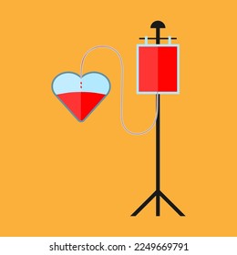 Equipo de transfusión sanguínea. Donación de sangre. Ilustración del vector