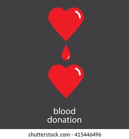 Blood transfusion. Vector conceptual illustration of blood donation from heart to heart.