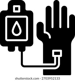 Blood transfusion vector design in modern style, healthcare service and HIV safety awareness concept, medical illustration. Glyph Icon