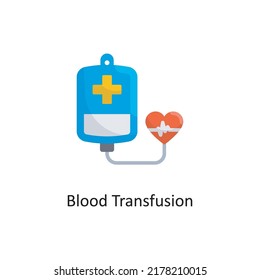Ilustración de diseño de icono plano vectorial de transfusión sanguínea. Símbolo médico sobre archivo EPS 10 de fondo blanco