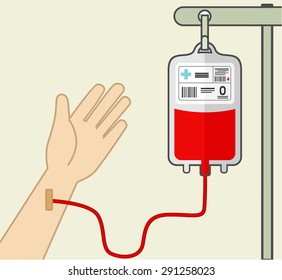 Blood transfusion. Vector flat illustration