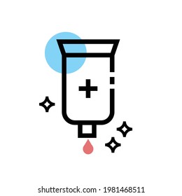 Diseño del icono del vector de transfusión sanguínea