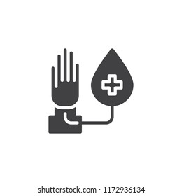 Blood transfusion vector icon. filled flat sign for mobile concept and web design. Blood donation simple solid icon. Symbol, logo illustration. Pixel perfect vector graphics