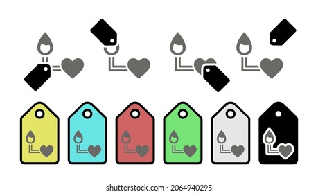 Bluttransfusionen, Vektorsymbol in Tags-Set-Illustrationen für i und ux, Website oder mobile Anwendungen 