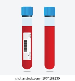 Blood Tube Isolated. Vector Illustration - Blood Collection Tube With Barcode, Blood Sample Collector