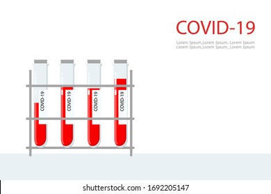 Blood tubes for coronavirus tests. A study for pandemic prevention worldwide.  Protect yourself from the virus. COVID-19 pandemic.
