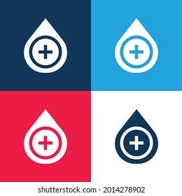 Blood Type blue and red four color minimal icon set