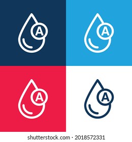 Blood Type blue and red four color minimal icon set