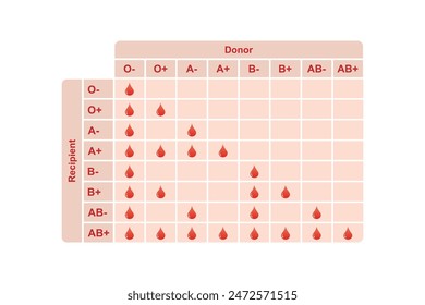 In: Blood type Kompatibilität Scientific Design. Vektorillustration.