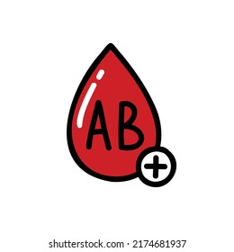 blood type doodle icon, vector illustration