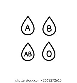 Blood Type Drop Icons for Blood Compatibility and Grouping, Medical Use