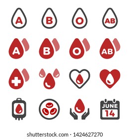 blood and blood type icon set,vector and illustration 