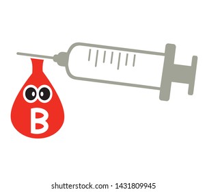 Blood type needle injection vector illustration,Medical syringe icon.