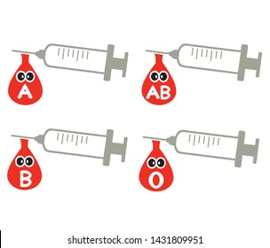 Blood type needle injection vector illustration,Medical syringe icon.