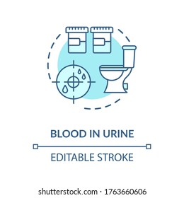 Symbol für Blut im Urin Prostatitis-Symptom, Problem der männlichen Gesundheit Idee dünne Linie Illustration. Entzündungszeichen der Prostatadrüse. Vektorgrafik einzeln Umriss RGB Farbzeichnung. Bearbeitbarer Hub