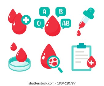 Vector sanguíneo que indica el tipo de sangre. El concepto de un análisis de sangre para diagnosticar una enfermedad grave.
