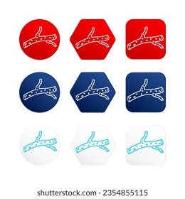 Icono de vaso sanguíneo simple estilo de contorno plano en el marco de círculo rojo hexágono azul y cuadrado blanco. Para anuncios de atención médica aplicación telefónica o sitio web. Iconos médicos de órganos humanos aislados. EPS10 vectores.