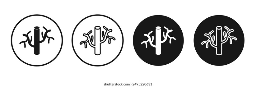 Blood Vessel vector icon set black filled and outlined style.