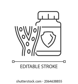 Blood vessels supplements linear icon. Strengthen blood vessels. Vein issues prevention. Thin line customizable illustration. Contour symbol. Vector isolated outline drawing. Editable stroke